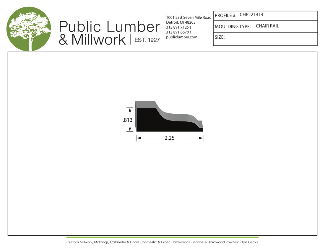 13/16"x2-1/4" Chair Rail CHPL21414
