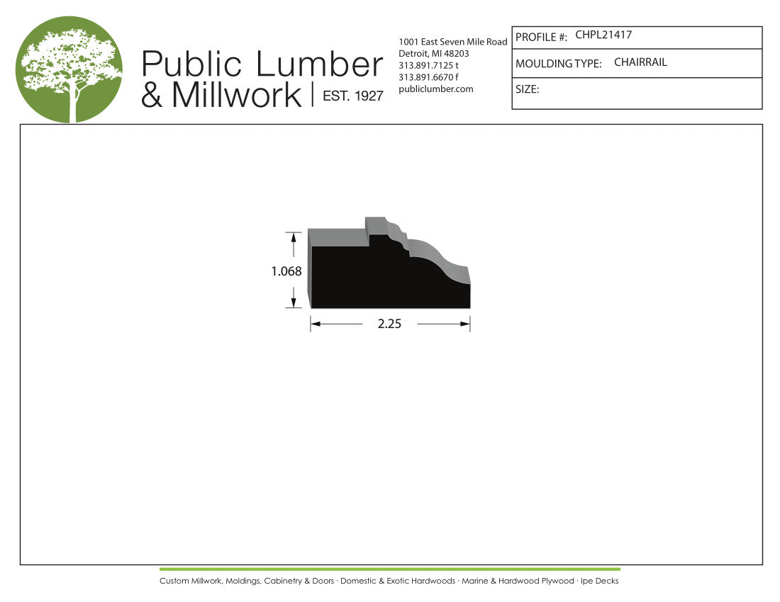 1-1/16"x2-1/4" Chair Rail CHPL21417