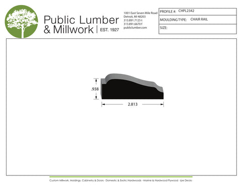 15/16"x2-13/16" Chair Rail CHPL2342