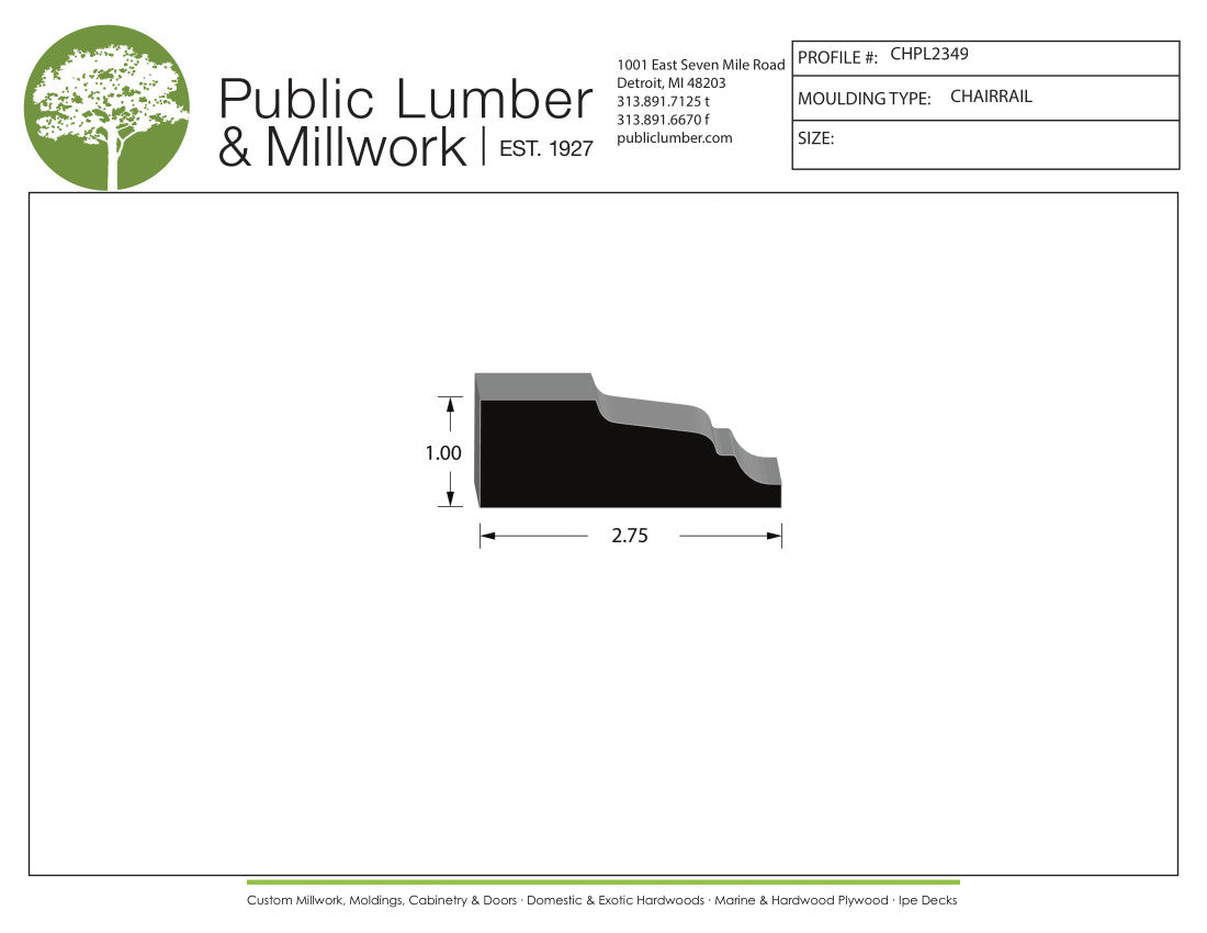 1"x2-3/4" Chair Rail CHPL2349