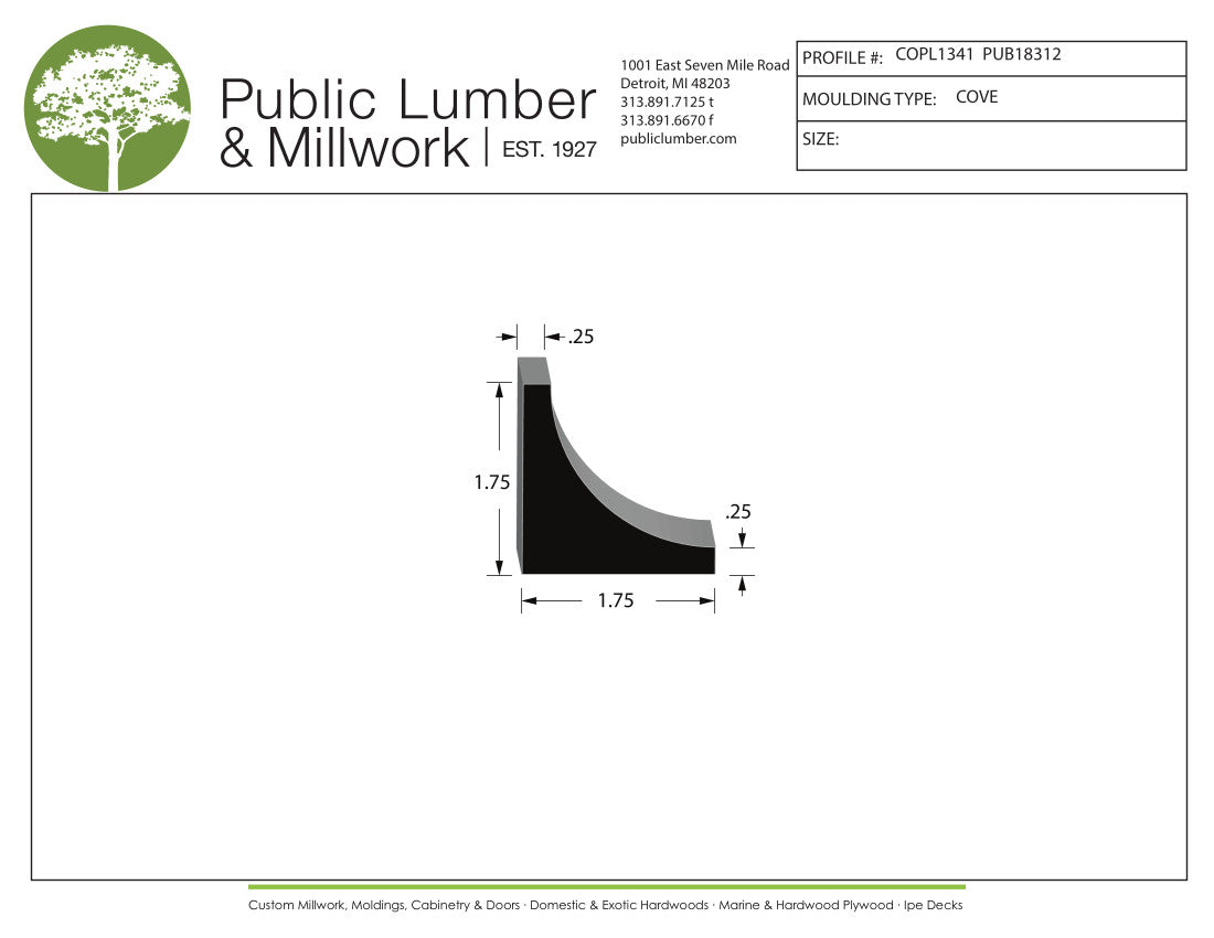 1-3/4"x1-3/4" Cove COPL1341