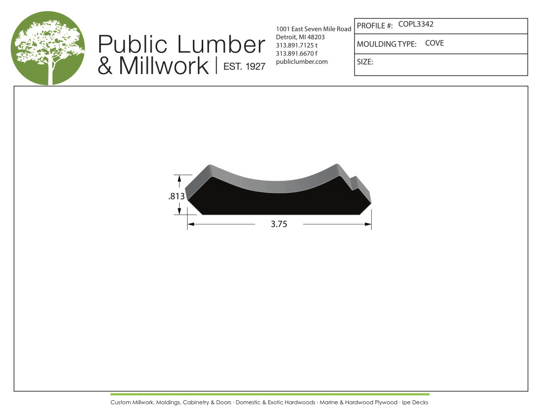 13/16"x3-3/4" Cove COPL3342