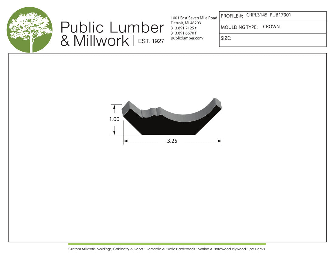 1"x3-1/4" Crown CRPL3145