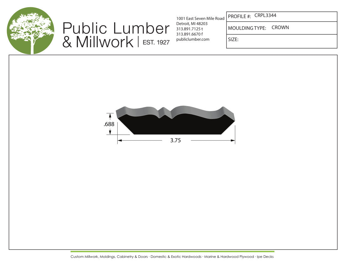 11/16"x3-3/4" Crown CRPL3344