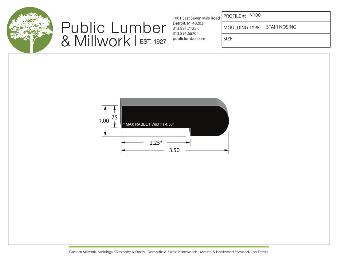 1"x3-1/2" Stair Nosing N100