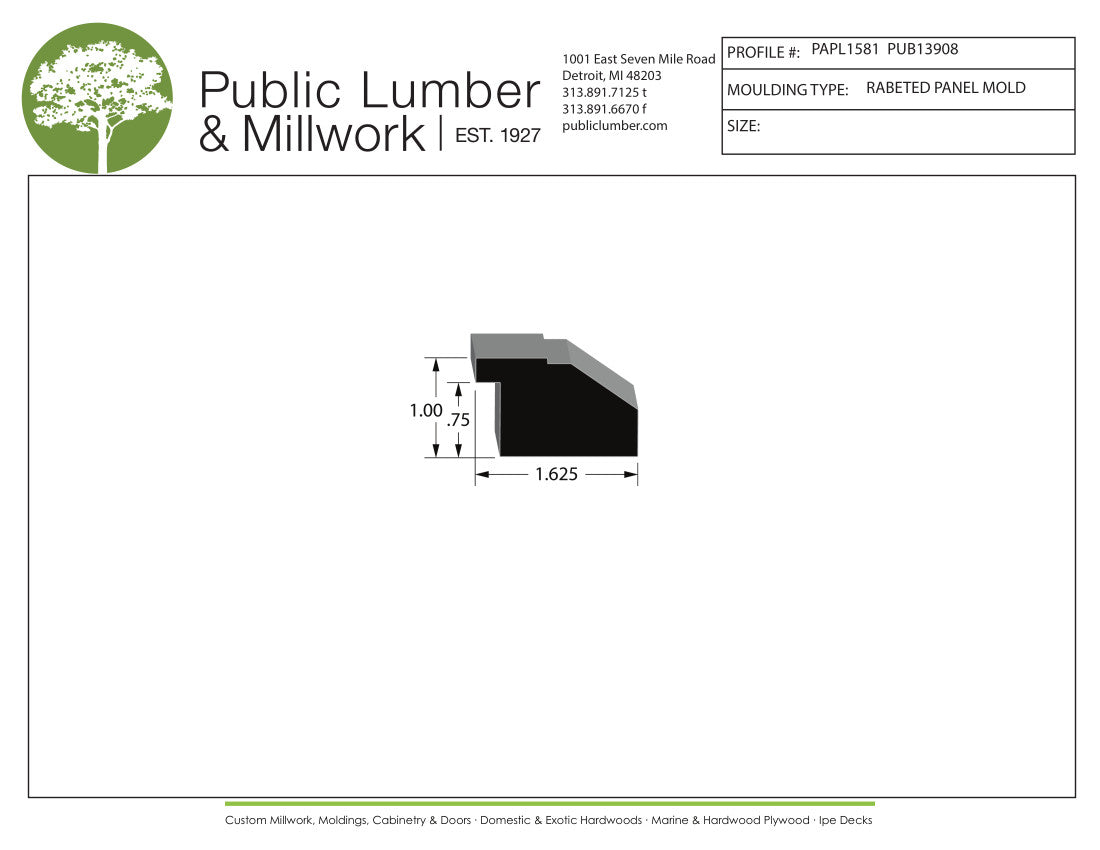 1"x1-5/8" Rabbeted Panel PAPL1581