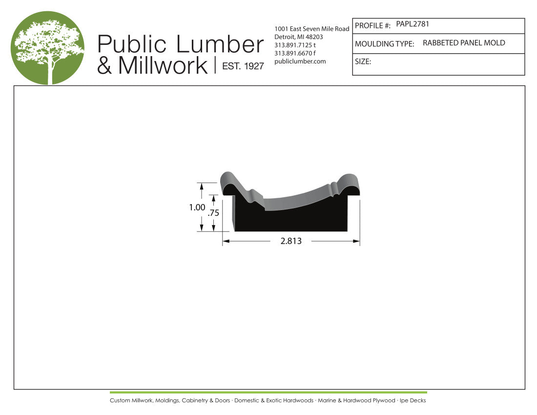1"x2-13/16" Rabbeted Panel PAPL2781