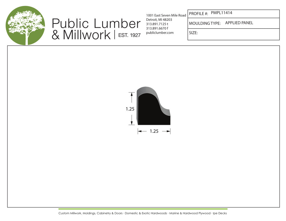 1-1/4"x1-1/4" Applied Moulding PMPL11414