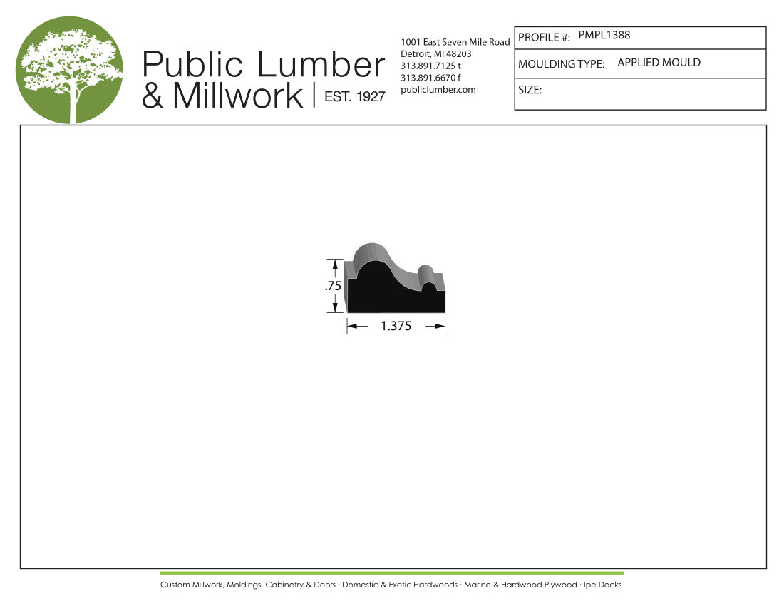 3/4"x1-3/8" Applied Moulding PMPL1388