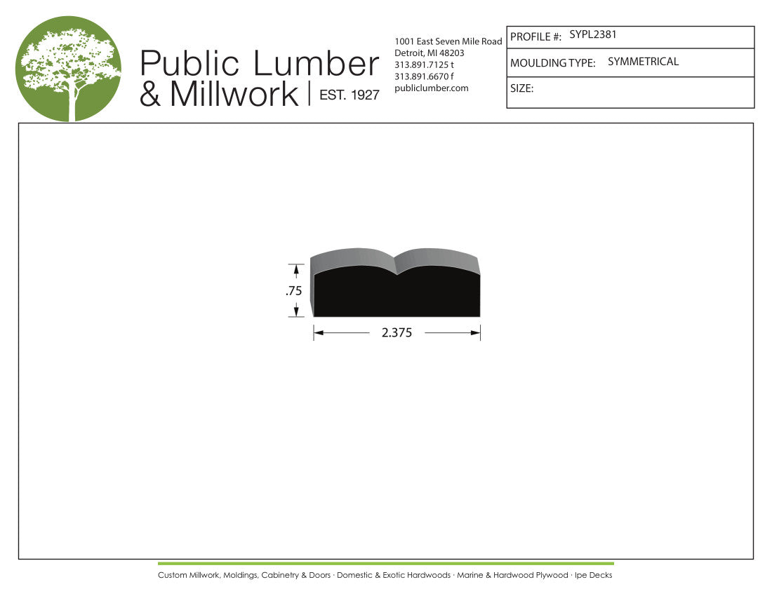 3/4"x2-3/8" Symmetrical SYPL2381