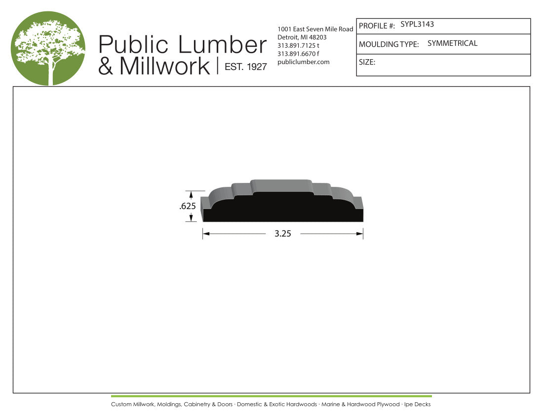 5/8"x3-1/4" Symmetrical SYPL3143